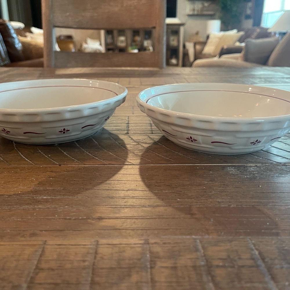 Set of 2 Longaberger 7 3/8” Pie Plates in Red Woven Traditions